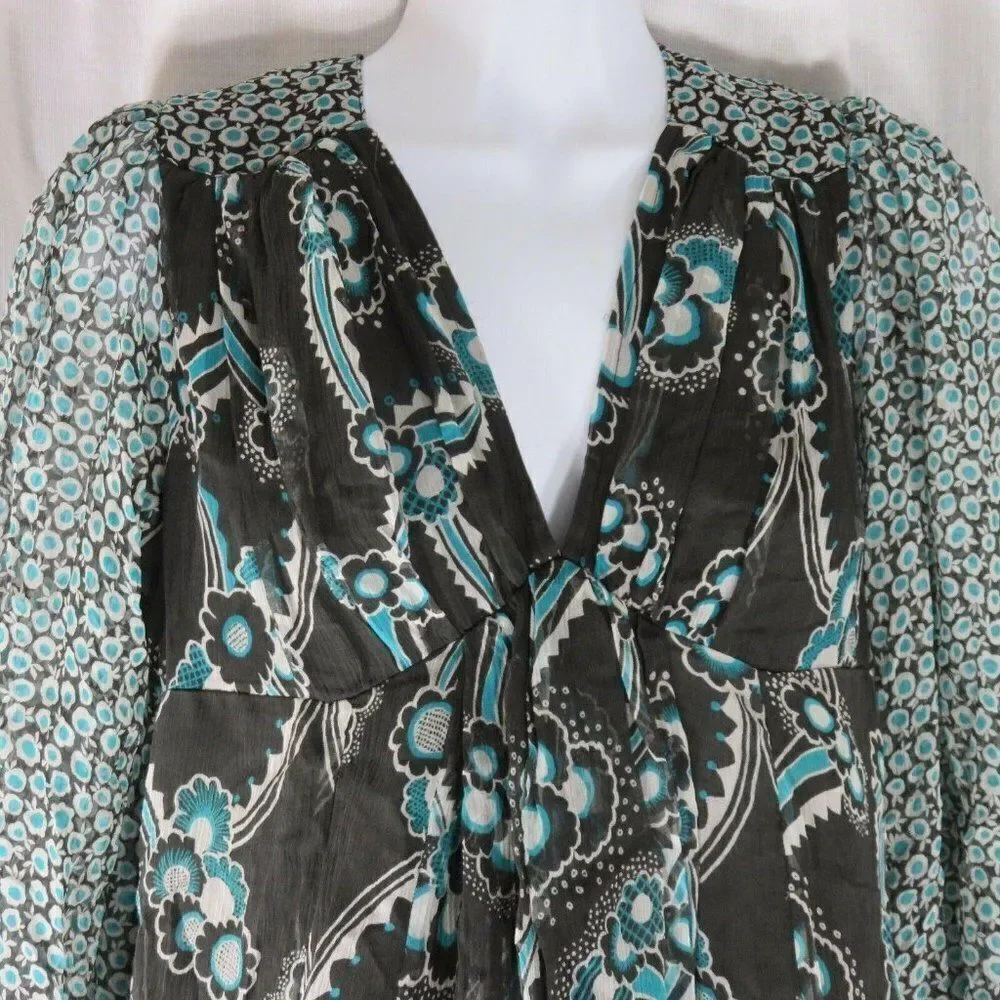 New Celia Birtwell Express 0 Gray Teal Floral Mini